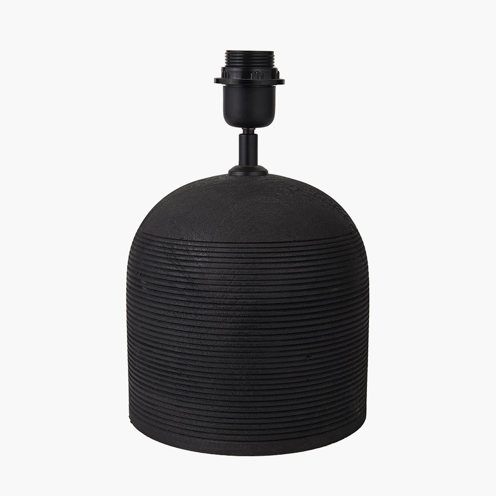 Nelu Black Engraved Wood Dome Table Lamp - Base Only